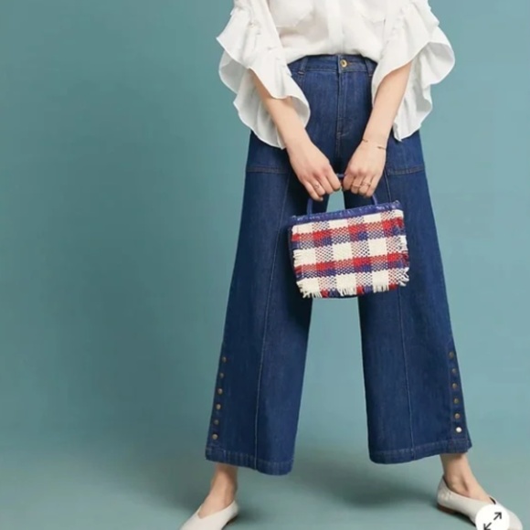 Anthropologie Pilcro & The Letterpress High-Rise Cropped Wide-Leg Jeans Size 27 - Picture 8 of 9